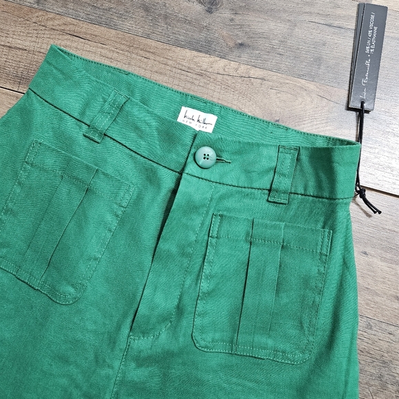 New Nicole Miller New York Kelly Green High Rise Wide Leg Pants Size 6 Work Chic - Picture 3 of 10